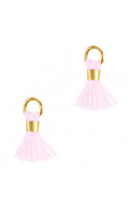 Ibiza style mini Tassel 0.7cm Gold-country pink